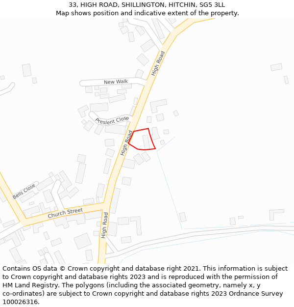 33, HIGH ROAD, SHILLINGTON, HITCHIN, SG5 3LL: Location map and indicative extent of plot