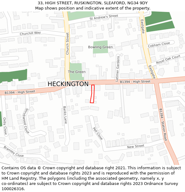 33, HIGH STREET, RUSKINGTON, SLEAFORD, NG34 9DY: Location map and indicative extent of plot