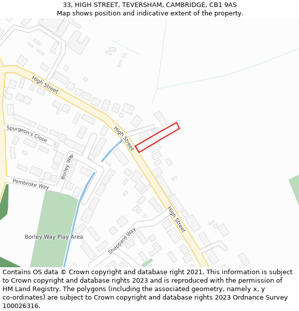 33, HIGH STREET, TEVERSHAM, CAMBRIDGE, CB1 9AS: Location map and indicative extent of plot