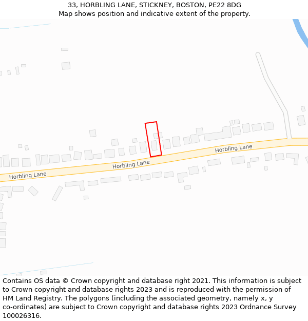 33, HORBLING LANE, STICKNEY, BOSTON, PE22 8DG: Location map and indicative extent of plot