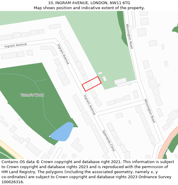 33, INGRAM AVENUE, LONDON, NW11 6TG: Location map and indicative extent of plot