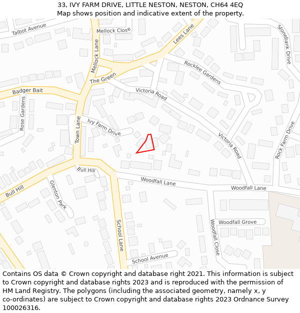 33, IVY FARM DRIVE, LITTLE NESTON, NESTON, CH64 4EQ: Location map and indicative extent of plot