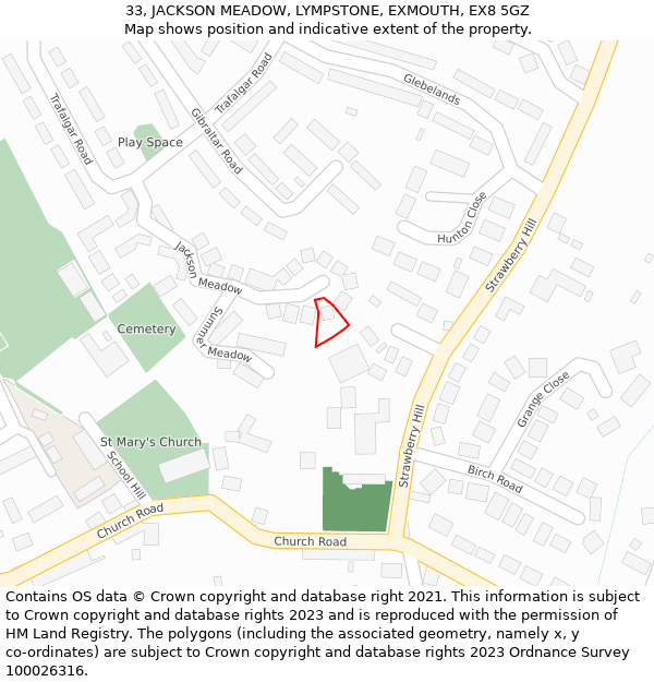 33, JACKSON MEADOW, LYMPSTONE, EXMOUTH, EX8 5GZ: Location map and indicative extent of plot