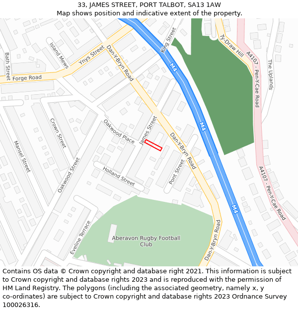 33, JAMES STREET, PORT TALBOT, SA13 1AW: Location map and indicative extent of plot