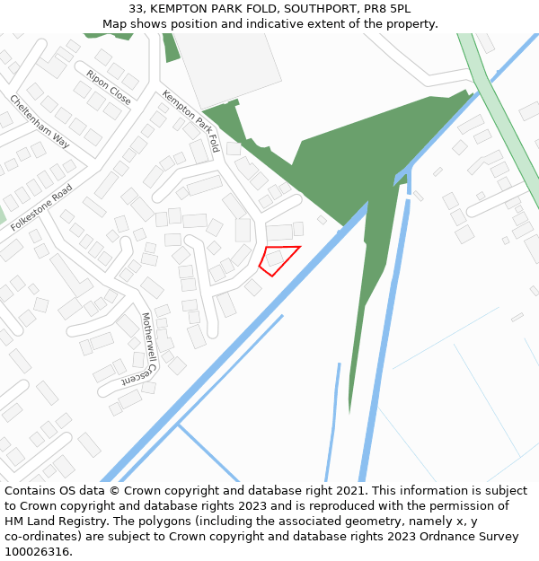 33, KEMPTON PARK FOLD, SOUTHPORT, PR8 5PL: Location map and indicative extent of plot