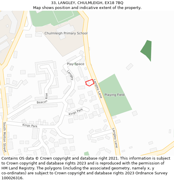 33, LANGLEY, CHULMLEIGH, EX18 7BQ: Location map and indicative extent of plot