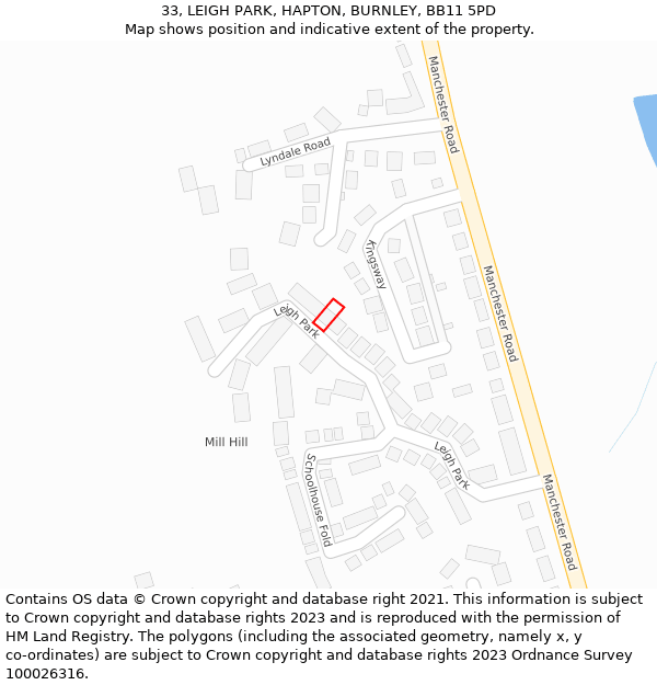 33, LEIGH PARK, HAPTON, BURNLEY, BB11 5PD: Location map and indicative extent of plot