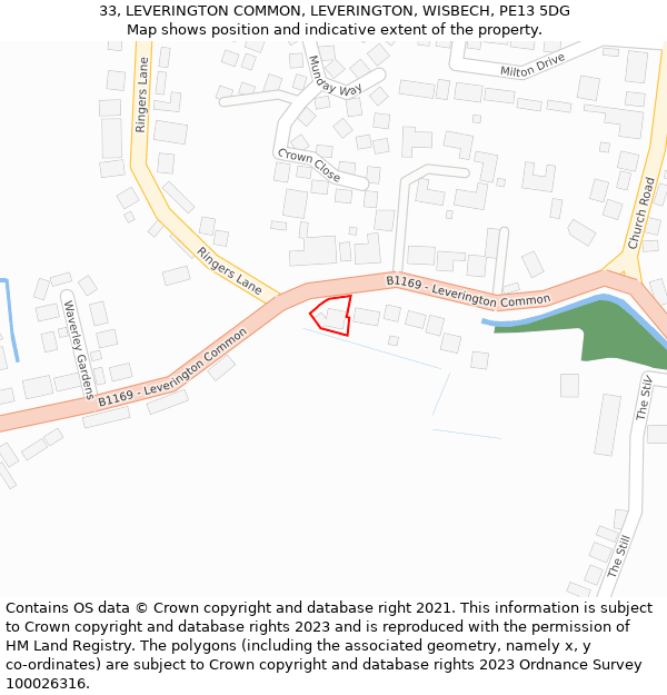 33, LEVERINGTON COMMON, LEVERINGTON, WISBECH, PE13 5DG: Location map and indicative extent of plot