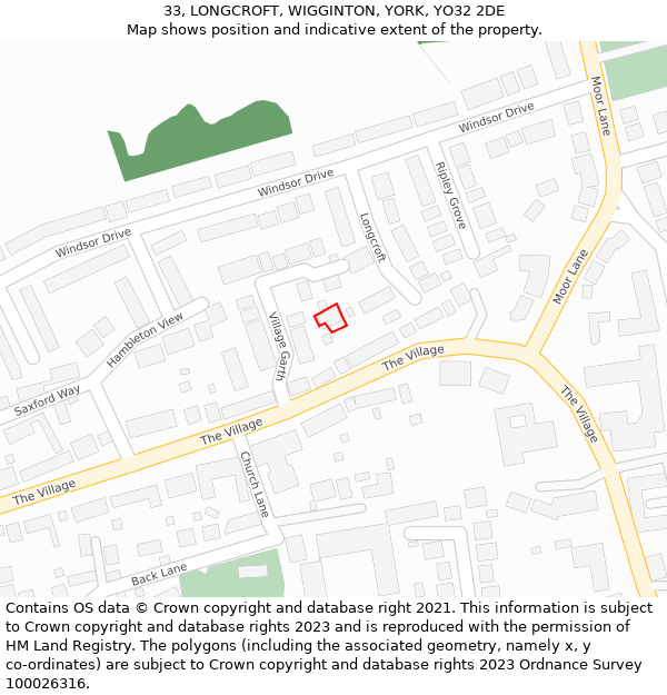 33, LONGCROFT, WIGGINTON, YORK, YO32 2DE: Location map and indicative extent of plot