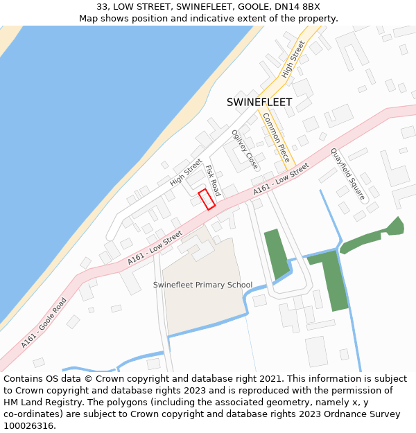 33, LOW STREET, SWINEFLEET, GOOLE, DN14 8BX: Location map and indicative extent of plot