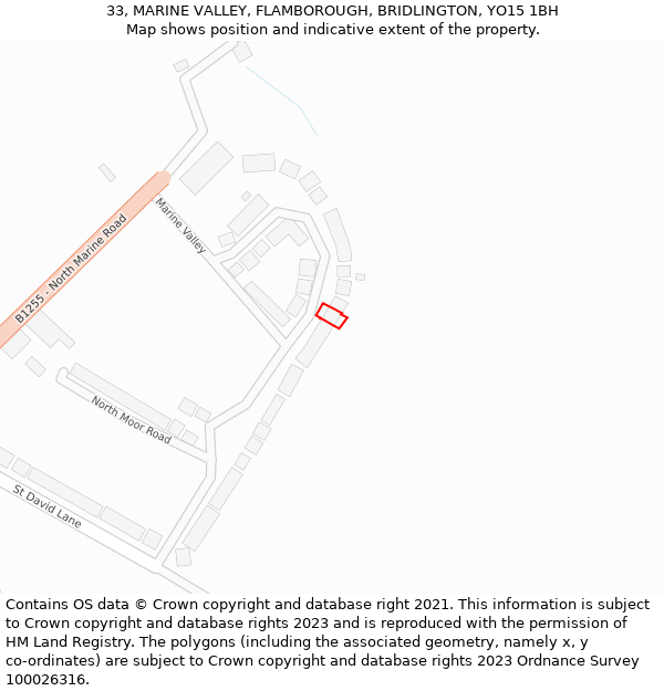 33, MARINE VALLEY, FLAMBOROUGH, BRIDLINGTON, YO15 1BH: Location map and indicative extent of plot