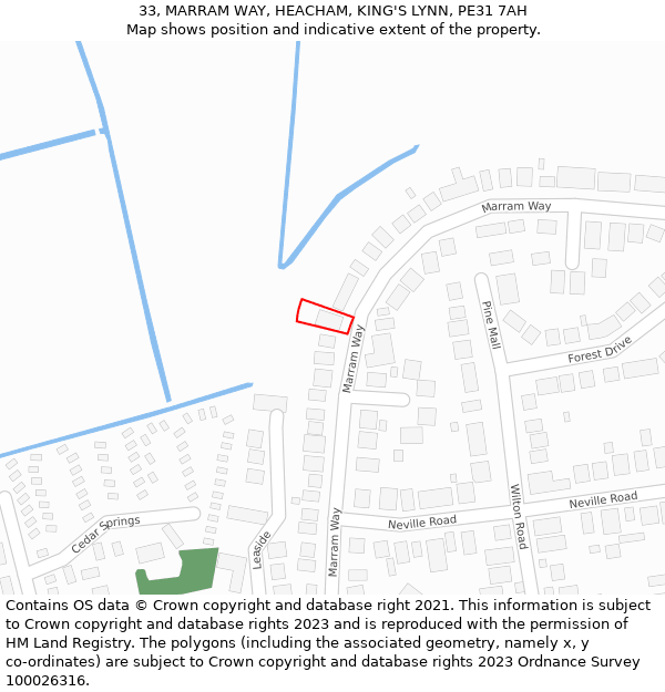 33, MARRAM WAY, HEACHAM, KING'S LYNN, PE31 7AH: Location map and indicative extent of plot