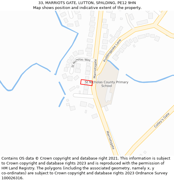 33, MARRIOTS GATE, LUTTON, SPALDING, PE12 9HN: Location map and indicative extent of plot