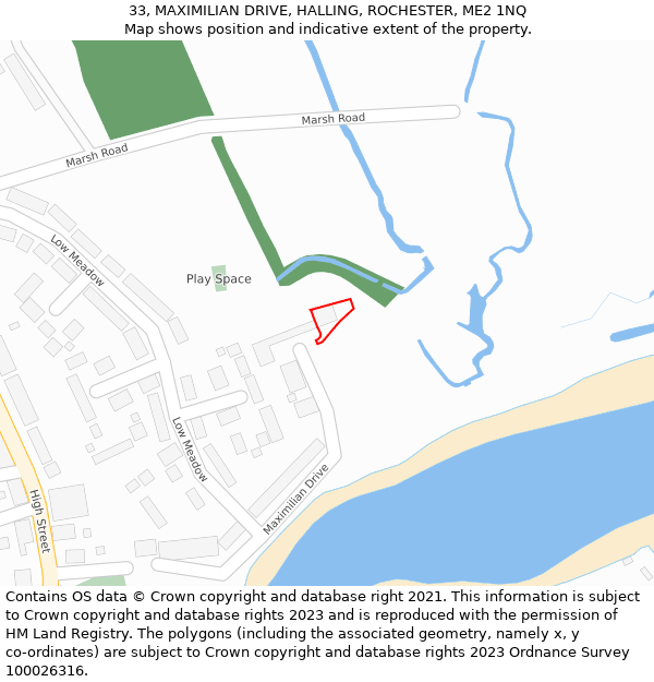 33, MAXIMILIAN DRIVE, HALLING, ROCHESTER, ME2 1NQ: Location map and indicative extent of plot