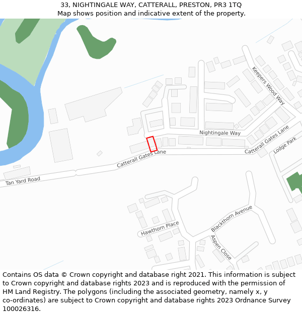 33, NIGHTINGALE WAY, CATTERALL, PRESTON, PR3 1TQ: Location map and indicative extent of plot