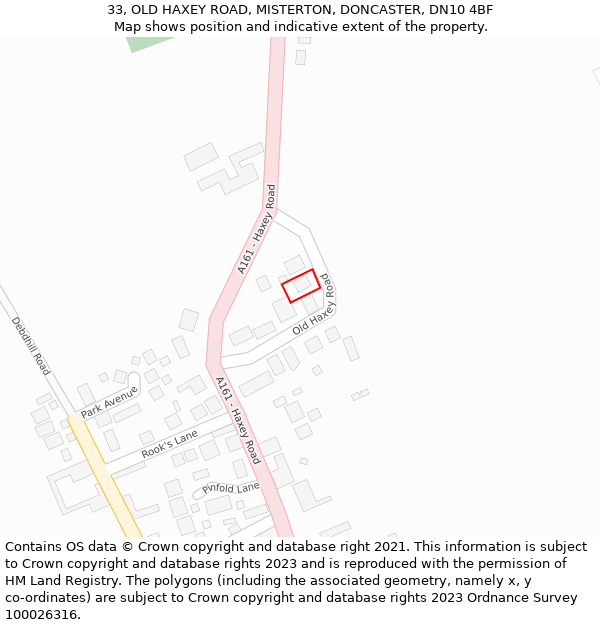 33, OLD HAXEY ROAD, MISTERTON, DONCASTER, DN10 4BF: Location map and indicative extent of plot