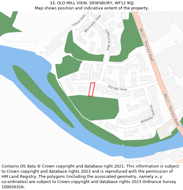 33, OLD MILL VIEW, DEWSBURY, WF12 9QJ: Location map and indicative extent of plot