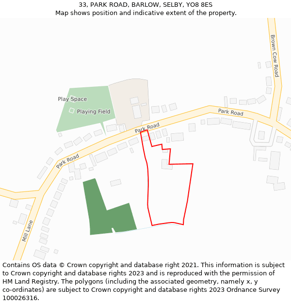 33, PARK ROAD, BARLOW, SELBY, YO8 8ES: Location map and indicative extent of plot