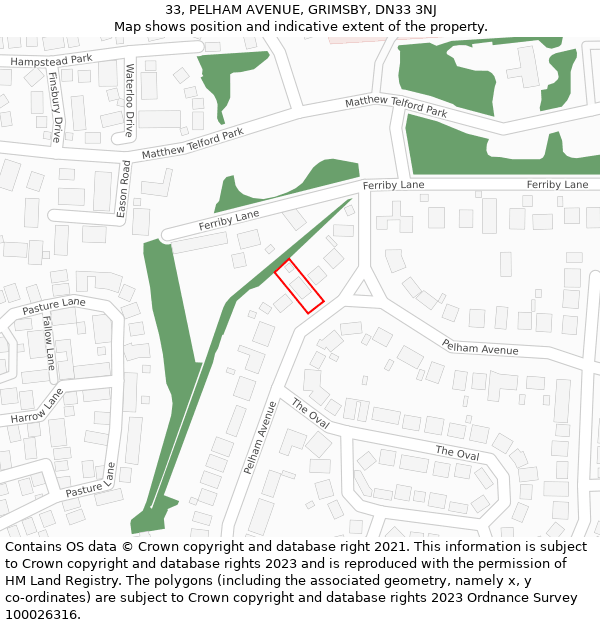 33, PELHAM AVENUE, GRIMSBY, DN33 3NJ: Location map and indicative extent of plot