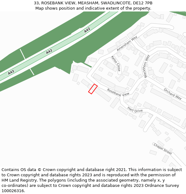 33, ROSEBANK VIEW, MEASHAM, SWADLINCOTE, DE12 7PB: Location map and indicative extent of plot