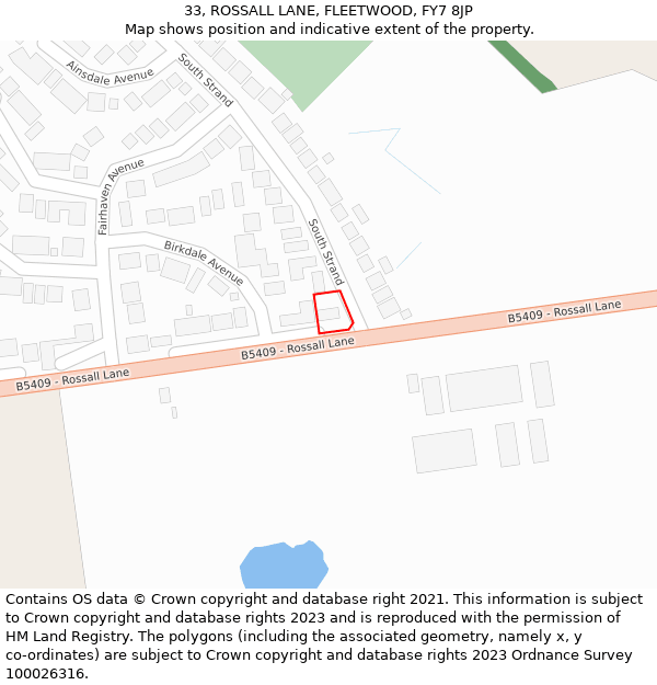 33, ROSSALL LANE, FLEETWOOD, FY7 8JP: Location map and indicative extent of plot