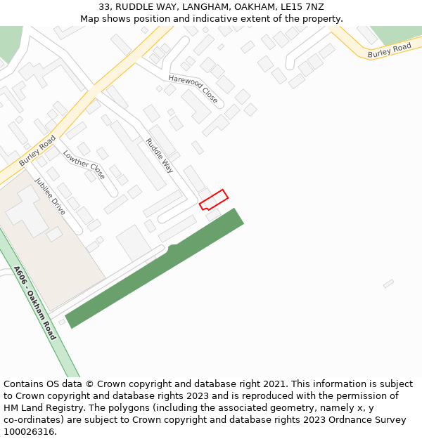 33, RUDDLE WAY, LANGHAM, OAKHAM, LE15 7NZ: Location map and indicative extent of plot