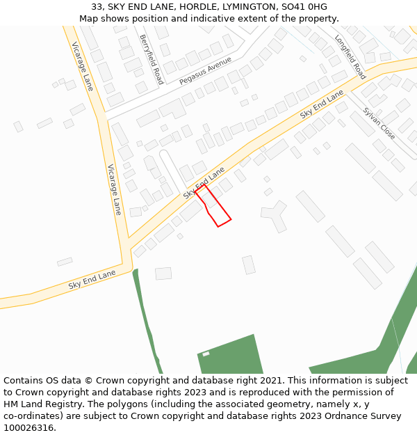 33, SKY END LANE, HORDLE, LYMINGTON, SO41 0HG: Location map and indicative extent of plot