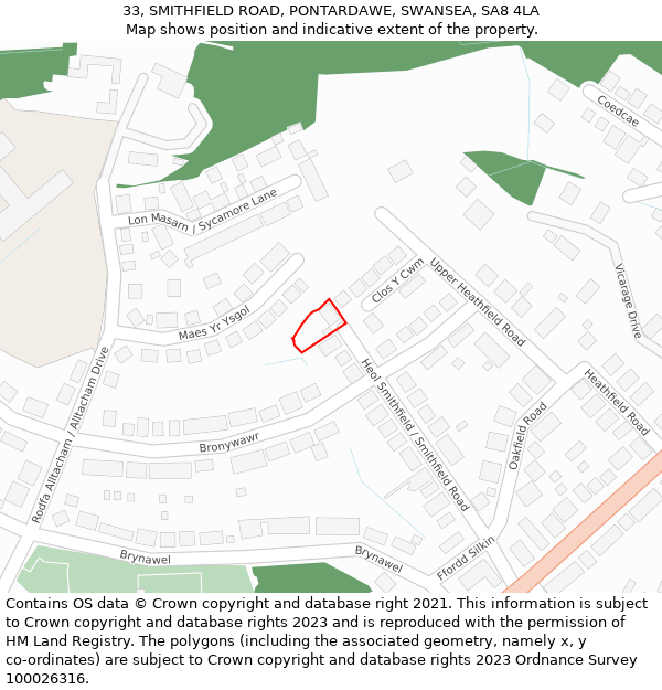 33, SMITHFIELD ROAD, PONTARDAWE, SWANSEA, SA8 4LA: Location map and indicative extent of plot