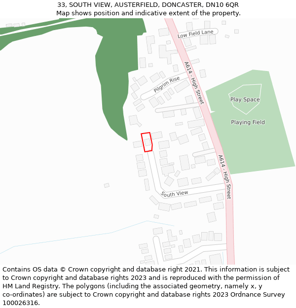 33, SOUTH VIEW, AUSTERFIELD, DONCASTER, DN10 6QR: Location map and indicative extent of plot