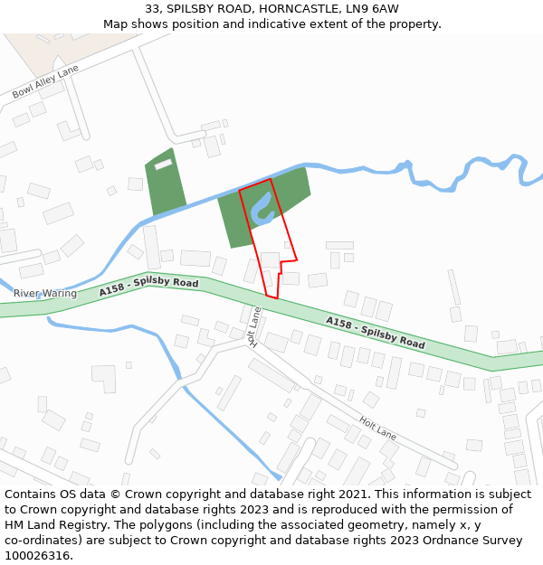 33, SPILSBY ROAD, HORNCASTLE, LN9 6AW: Location map and indicative extent of plot
