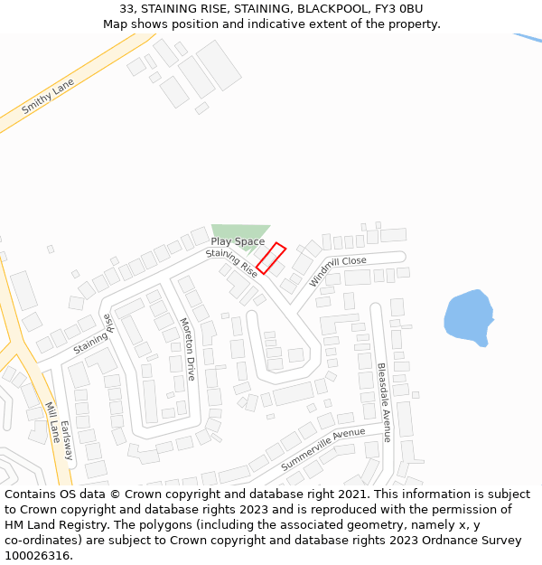 33, STAINING RISE, STAINING, BLACKPOOL, FY3 0BU: Location map and indicative extent of plot