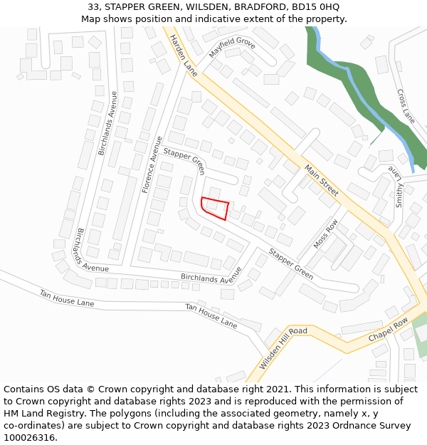 33, STAPPER GREEN, WILSDEN, BRADFORD, BD15 0HQ: Location map and indicative extent of plot