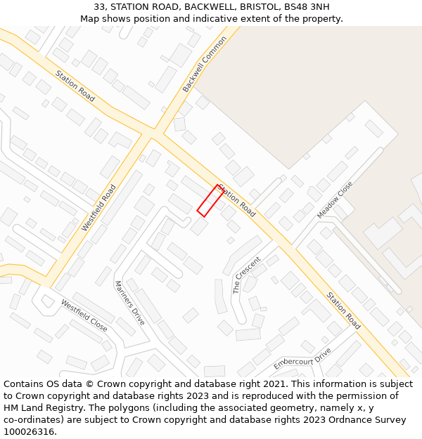 33, STATION ROAD, BACKWELL, BRISTOL, BS48 3NH: Location map and indicative extent of plot