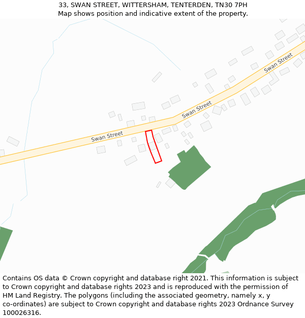 33, SWAN STREET, WITTERSHAM, TENTERDEN, TN30 7PH: Location map and indicative extent of plot