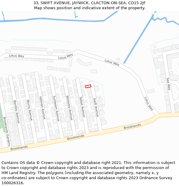 33, SWIFT AVENUE, JAYWICK, CLACTON-ON-SEA, CO15 2JF: Location map and indicative extent of plot