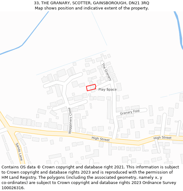 33, THE GRANARY, SCOTTER, GAINSBOROUGH, DN21 3RQ: Location map and indicative extent of plot