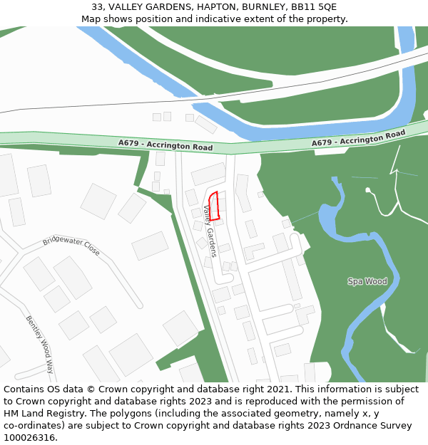 33, VALLEY GARDENS, HAPTON, BURNLEY, BB11 5QE: Location map and indicative extent of plot