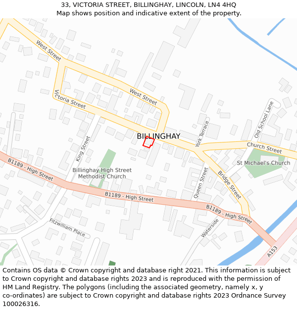 33, VICTORIA STREET, BILLINGHAY, LINCOLN, LN4 4HQ: Location map and indicative extent of plot