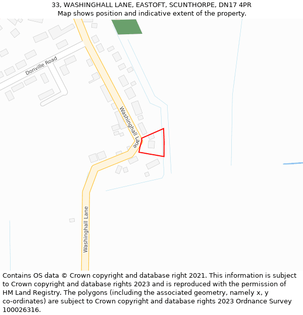 33, WASHINGHALL LANE, EASTOFT, SCUNTHORPE, DN17 4PR: Location map and indicative extent of plot