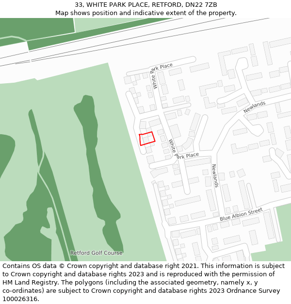 33, WHITE PARK PLACE, RETFORD, DN22 7ZB: Location map and indicative extent of plot