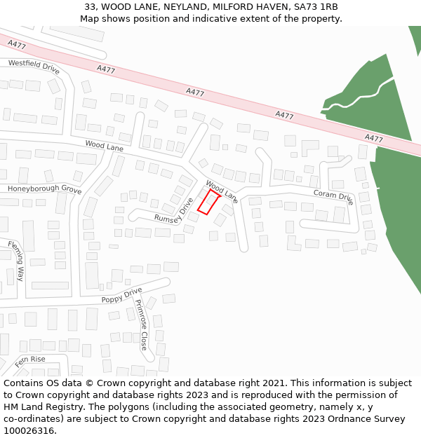 33, WOOD LANE, NEYLAND, MILFORD HAVEN, SA73 1RB: Location map and indicative extent of plot