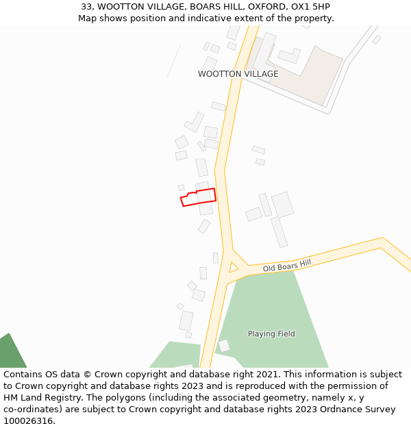 33, WOOTTON VILLAGE, BOARS HILL, OXFORD, OX1 5HP: Location map and indicative extent of plot