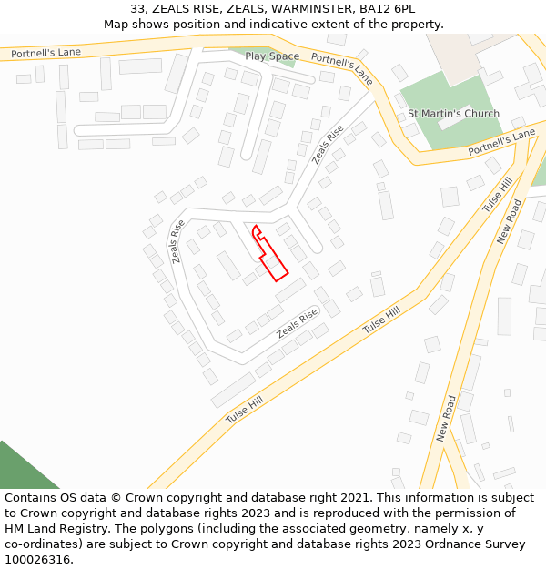 33, ZEALS RISE, ZEALS, WARMINSTER, BA12 6PL: Location map and indicative extent of plot