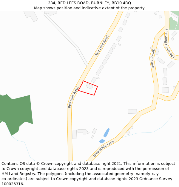 334, RED LEES ROAD, BURNLEY, BB10 4RQ: Location map and indicative extent of plot