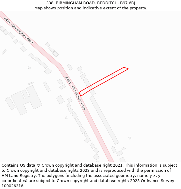 338, BIRMINGHAM ROAD, REDDITCH, B97 6RJ: Location map and indicative extent of plot