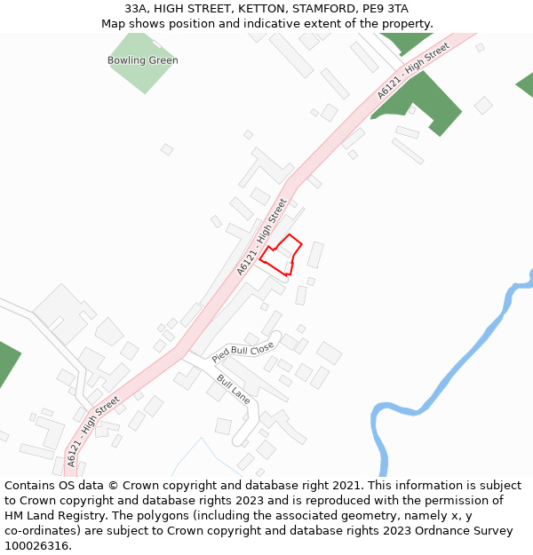 33A, HIGH STREET, KETTON, STAMFORD, PE9 3TA: Location map and indicative extent of plot