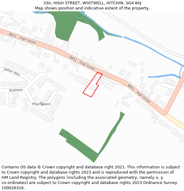 33A, HIGH STREET, WHITWELL, HITCHIN, SG4 8AJ: Location map and indicative extent of plot