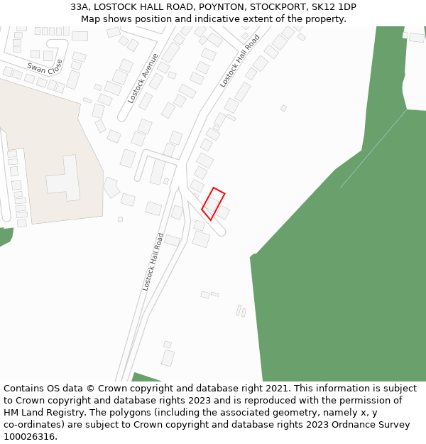 33A, LOSTOCK HALL ROAD, POYNTON, STOCKPORT, SK12 1DP: Location map and indicative extent of plot