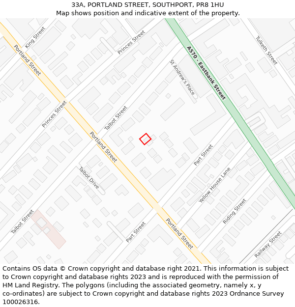 33A, PORTLAND STREET, SOUTHPORT, PR8 1HU: Location map and indicative extent of plot