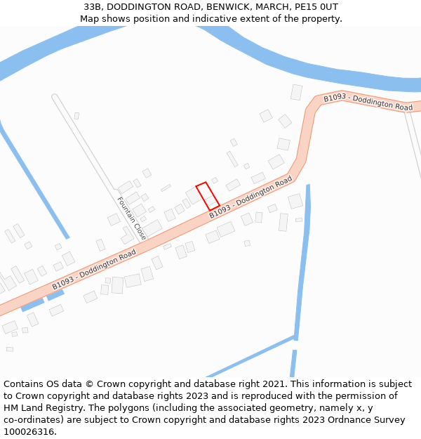 33B, DODDINGTON ROAD, BENWICK, MARCH, PE15 0UT: Location map and indicative extent of plot